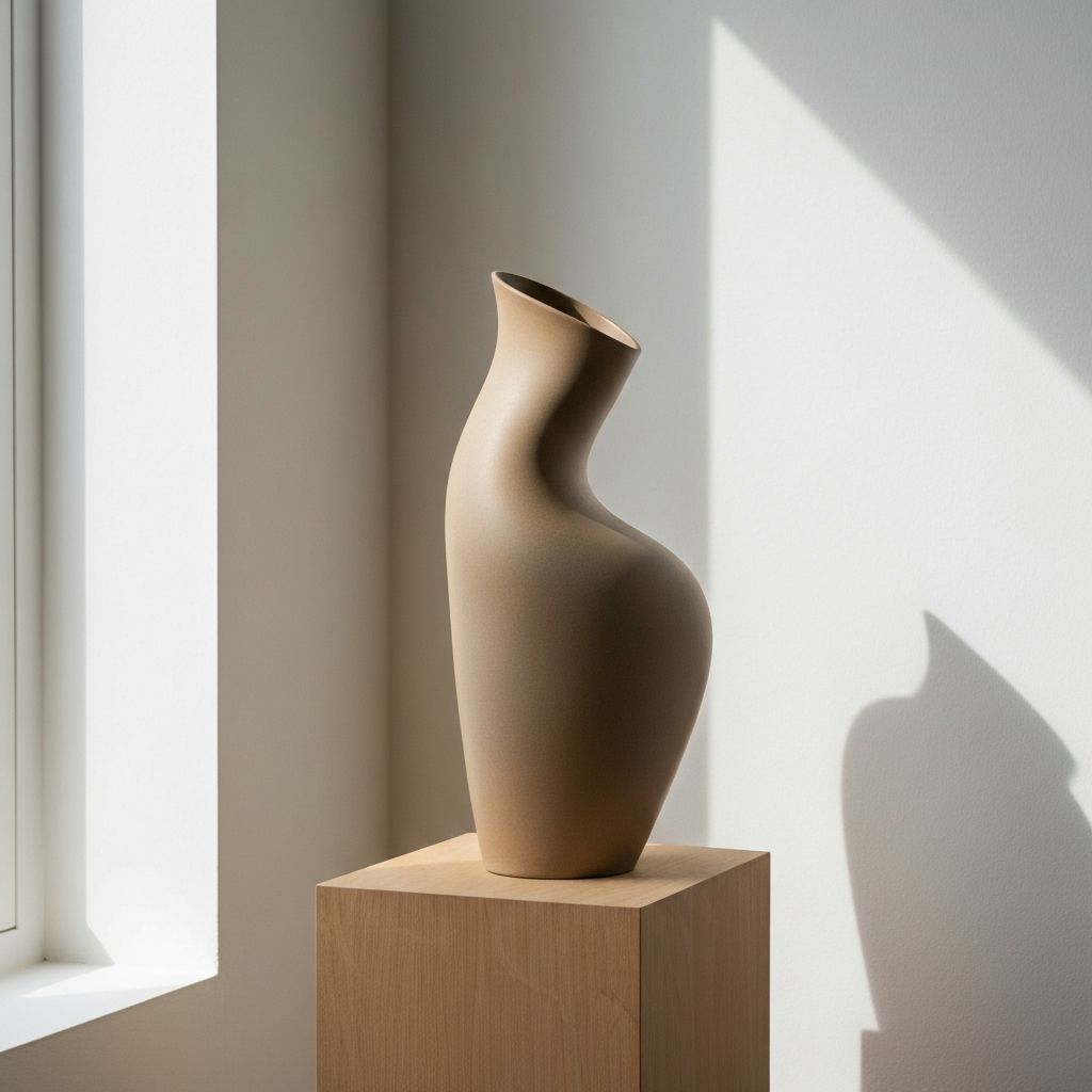 Tall ceramic vase with flowing form